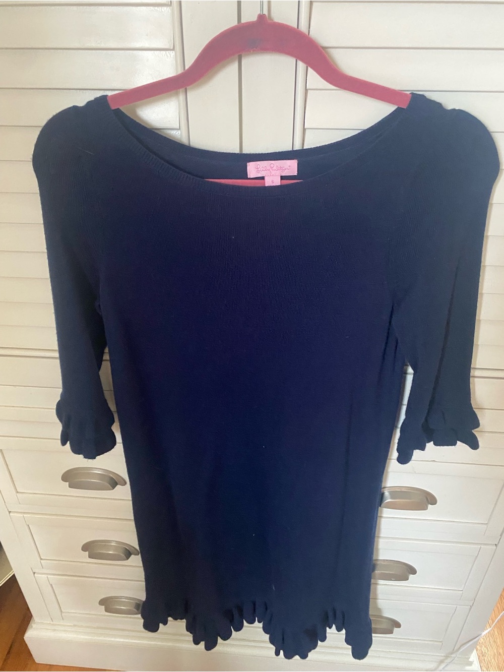 Lilly Pulitzer Navy Knit Ruffle-Hem Tunic